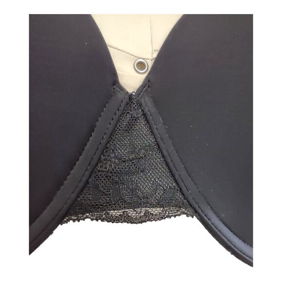SOMA Black Boudoir Bra Vanishing 360 Perfect Coverage Sexy Lace Trim Size 38DD - Picture 4 of 6